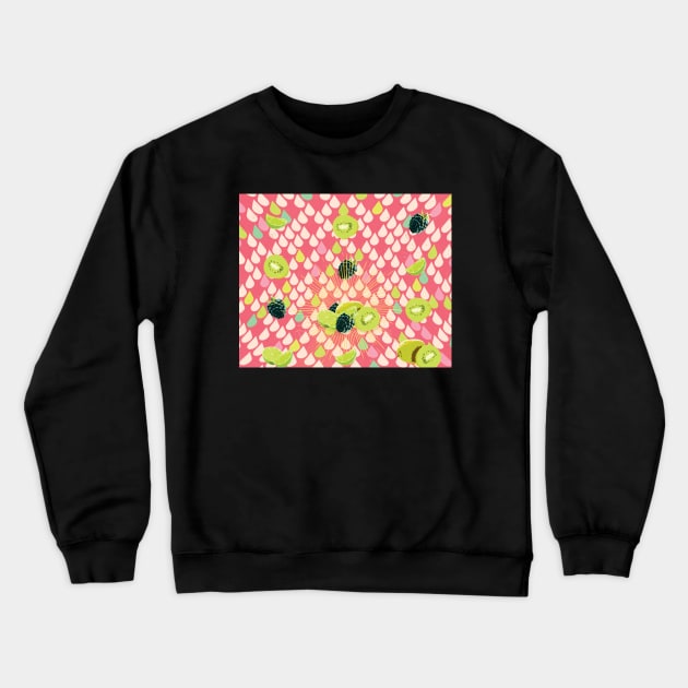 KIWI  FRUIT PATTERN Crewneck Sweatshirt by Showdeer